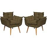 Kit 2 Poltronas Alice Para Sala Decorativas Cadeiras Confortáveis Para Sala De Espera Recepção Consultório Escritório Manicure Pé Castanho Clique Decore Marrom 