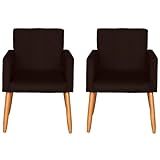 Kit 2 Poltronas Cadeira Decorativa Para Sala De Estar Cadeiras Para Recepção Manicure Escritório Sala De Espera MARROM 