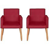 Kit 2 Poltronas Cadeira Decorativa Para Sala De Estar Cadeiras Para Recepção Manicure Escritório Sala De Espera VERMELHO