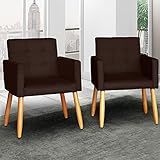 Kit 2 Poltronas Cadeira Decorativa Para Sala De Estar Recepção Reforçada Marrom 