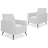 Kit 2 Poltronas De Amamentação Gabi Pés Amadeirado Fixa Branco Phoenix