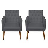 Kit 2 Poltronas Decorativa Capitonê Para Sala Recepção Escritório Sala De Espera Cinza 