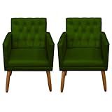 Kit 2 Poltronas Decorativa Capitonê Para Sala Recepção Escritório Sala De Espera Verde