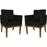 Kit 2 Poltronas Decorativas Cadeiras Reforçadas Divine Cores Cor Preto Desenho Do Tecido Tecido Suede