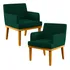 Kit 2 Poltronas Decorativas Sala De Estar E Recepção Base Mel Beatriz W01 Bouclê Verde