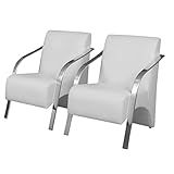 Kit 2 Poltronas Decorativas Vênus 1 Lugar Braço Pé Alumínio DSalla Tecido Sintético Courino Branco
