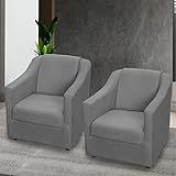 Kit 2 Poltronas Para Sala Decorativas Cadeiras Reforçadas Para Recepção Consultório Escritório Pé Cromado   Clique E Decore  Cinza 