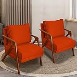 Kit 2 Poltronas Para Sala Decorativas Shine Cadeiras Reforçadas Para Recepção Manicure Sala De Espera Consultório Escritório Confortável Em Madeira Maciça Castanho Suede Cores Terracota 