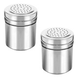 Kit 2 Polvilhador Porta Temperos Aço Inox C Tampa Hamburger