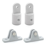 Kit 2 Ponteira 2 Base 7 8pol Capota Barco Lancha Modelo S Cor Cinza