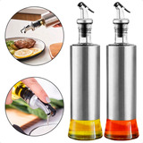 Kit 2 Porta Azeite Vinagre C Dosador 300ml Inox Vidro Top
