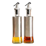 Kit 2 Porta Azeite Vinagre C Dosador 300ml Inox Vidro Top