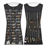 Kit 2 Porta Bijuterias 30 Bolsos 14 Porta Colares Joias Lind Cor Preto
