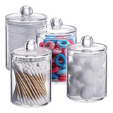 Kit 2 Porta Cotonete Algodão Em Acrílico Cristal Com Tampa