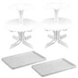 Kit 2 Porta Doces Duplo 2 Bandejas Servir Decoração Cupcakes Lembrancinhas Centro De Mesa Eventos Coffe Break Festas Buffet Branco 