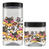 Kit 2 Porta Ração Petiscos Cachorro 2lt E 1lt Potes Rações