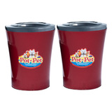 Kit 2 Porta Ração Petiscos Cachorro Gato 10l 5kg Com Tampa Cor Vermelho