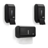 Kit 2 Porta Sabonete Líquido 1 Dispenser Papel Toalha Preto