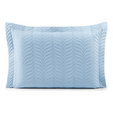 Kit 2 Porta Travesseiros Matelado Algodão Com Zíper 150 Fios Cor Azul Motorista