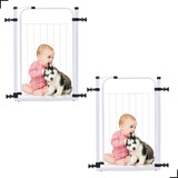 Kit 2 Portão Grade De Proteção Pet Portas Crianças E Caes 79 84 Cor Branco