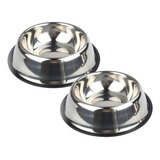 Kit 2 Pote De Ração E Tigela De Água Vasilha Inox Cão Gato