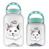 Kit 2 Pote Para Ração E Petiscos Cachorros E Gatos Com Alça