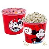Kit 2 Pote Pipoca Da Minnie Retro Vermelho 2 1L Plasútil De Plástico Para Crianças