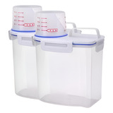Kit 2 Potes Com Medidor Hermético 1 5 Litro Cereais Rações