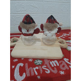 Kit 2 Potes Com Tampa De Natal Papai Noel E Boneco De Neve
