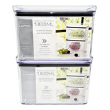 Kit 2 Potes De 1800ml Armazenar Cozinha Personal Organizer