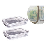 Kit 2 Potes Herméticos Cinza 1 1l Porta Frios C Escorredor