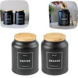 Kit 2 Potes Porta Mantimentos Herméticos Coffee Sugar Sense Café Açúcar Snacks Coffee 