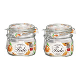 Kit 2 Potes Vidro Fido Italiano Bormioli Hermético 500 Ml