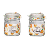 Kit 2 Potes Vidro Fido Italiano Bormioli Hermético 750ml