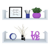 Kit 2 Prateleira Nicho U 50x15x10p Branco Mdf Dvd Livro Jogo Tio Do Mdf