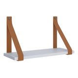 Kit 2 Prateleiras 60x20 Parede Mdf Branco Com Alça Couro