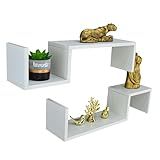 Kit 2 Prateleiras Nichos Decorativas Suporte Em S MDF 60 X 15 Cm Branco 