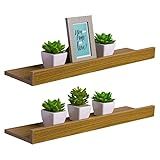Kit 2 Prateleiras Porta Quadros 90 X 15cm Freijó Suporte Invisível