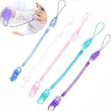 Kit 2 Prendedores De Chupeta Com Mola Bico Para Bebe Azul E Prata