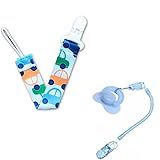 Kit 2 Prendedores De Chupeta Mola Estampa Carro Com Clipe Trava Universal