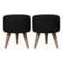 Kit 2 Pufes Redondo Estofados Banqueta Com Pé Palito Cor Preto