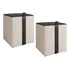Kit 2 Puff Banqueta Redondo Linho Com Couro 42x34x34 Valentim Luxo Decorativo Retro Vintage Cor Bege/preto Casa Jd Móveis