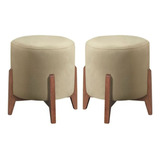 Kit 2 Puff Decorativo Para Sala Redondo Luxo Dubai Veludo