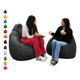 Kit 2 Puff Pera Cheio Almofadão Sala Gigante Escritório Casa