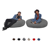 Kit 2 Puffs Pera Redondo Cheio Suede Sala Decoração