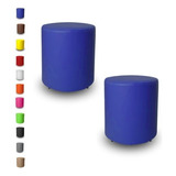Kit 2 Puffs Redondo Banqueta Banquinho Decorativo Grande
