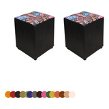 Kit 2 Pufs Puff Banqueta Quadrado Decorativo Courino Cubo Cor Preto Assento Jazz