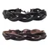 Kit 2 Pulseira Bracelete Masculina Couro Trançado Ajustável Comprimento 18 Cm Cor Preto E Marrom