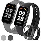 KIT 2 Pulseira Compativel Para MI Band 8 Active Preto E Cinza Chumbo Bracelete Em Silicone TPU Regulavel Macia Confortavel