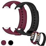 KIT 2 Pulseira Para MI Band 8 Preto E Vinho Marsala Bracelete Em Silicone TPU Regulavel Macia Confortavel E Regulagem Para Vários Tamanhos